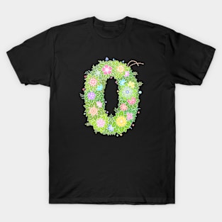 "0" Floral Letter Number T-Shirt